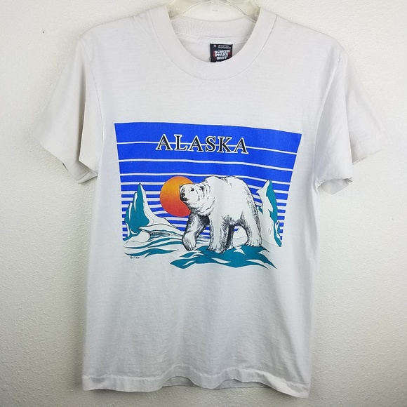 screen stars best Tops - Vintage Alaska Polar Bear Made in The USA Shirt